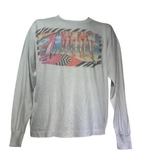 Vintage HEF-T Beach Bums Surf Graphic Long Sleeve Shirt USA Size L